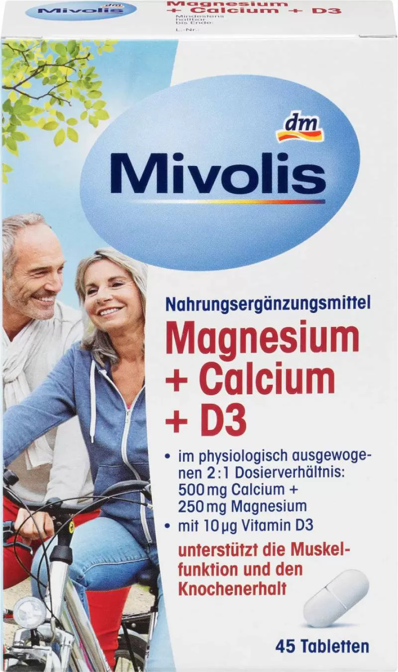 Viên uống Bổ sung Magnesium + Calcium + D3 Mivolis