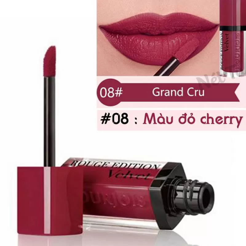 Son lì dạng kem Bourjois Rouge Edition Velvet #08 - Grand Cru - Màu đỏ cherry 7.7ml