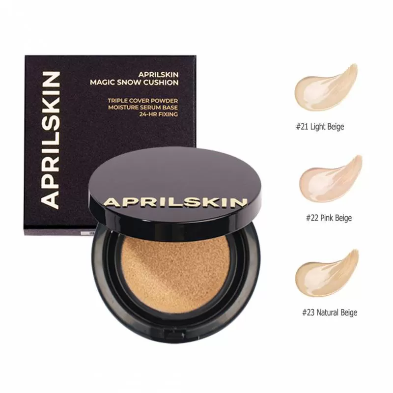 Phấn Nước April Skin Black Magic Snow Cushion SPF 50+/ PA+++ - #23 (Natural Beige): cho tông da trắng tự nhiên