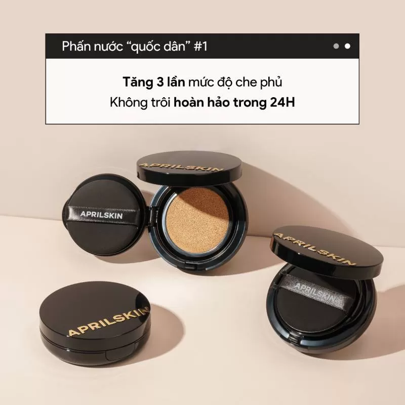 Phấn Nước April Skin Black Magic Snow Cushion SPF 50+/ PA+++ - #22 Pink Beige: Dành cho tông da sáng hồng