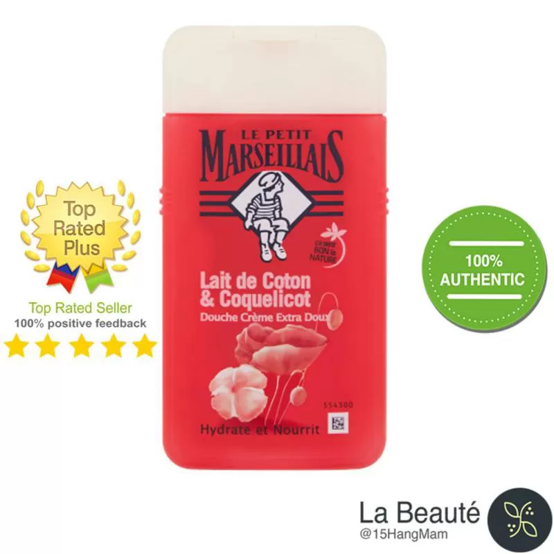 Le Petit Marseillais Lait de Coton & Coquelicot - Sữa Tắm Chiết Xuất Từ Quả Bông 250ml