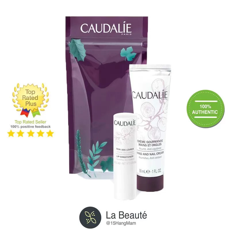 Set Kem Tay và Son Dưỡng Caudalie Màu Trắng