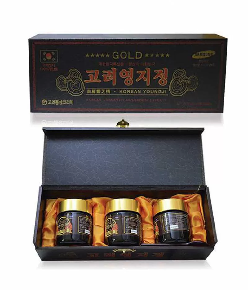 Cao Linh Chi Youngji Hàn Quốc hộp đen 3 lọ * 120g = 360g (Korean Longevity Mushroom Extract Gold)