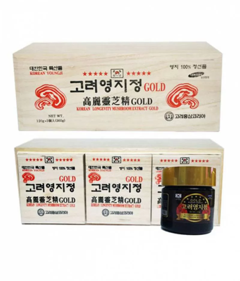 Cao Linh Chi Youngji Hàn Quốc hộp trắng 3 lọ * 120g = 360g (Korean Longevity Mushroom Extract Gold)