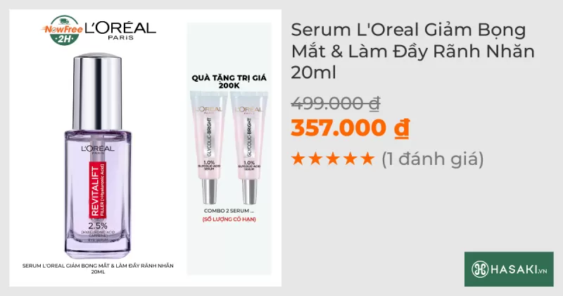 Serum L'Oreal Giảm Bọng Mắt & Làm Đầy Rãnh Nhăn 20ml