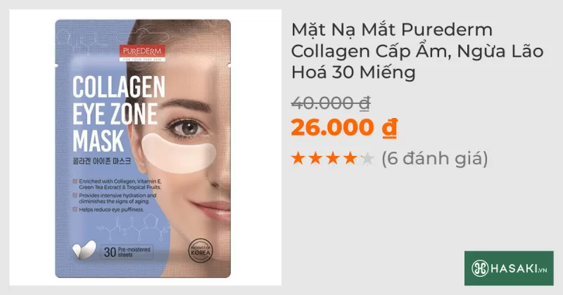 Mặt Nạ Mắt Purederm Collagen Cấp Ẩm, Ngừa Lão Hoá 30 Miếng