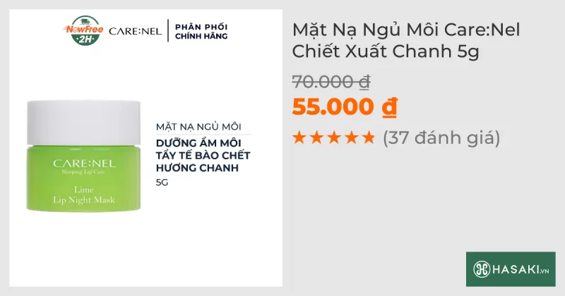 Mặt Nạ Ngủ Môi Care:Nel Chiết Xuất Chanh 5g