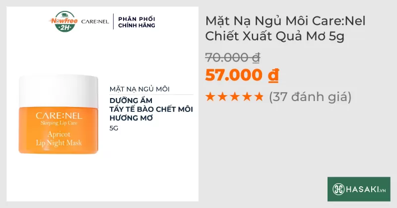 Mặt Nạ Ngủ Môi Care:Nel Chiết Xuất Quả Mơ 5g