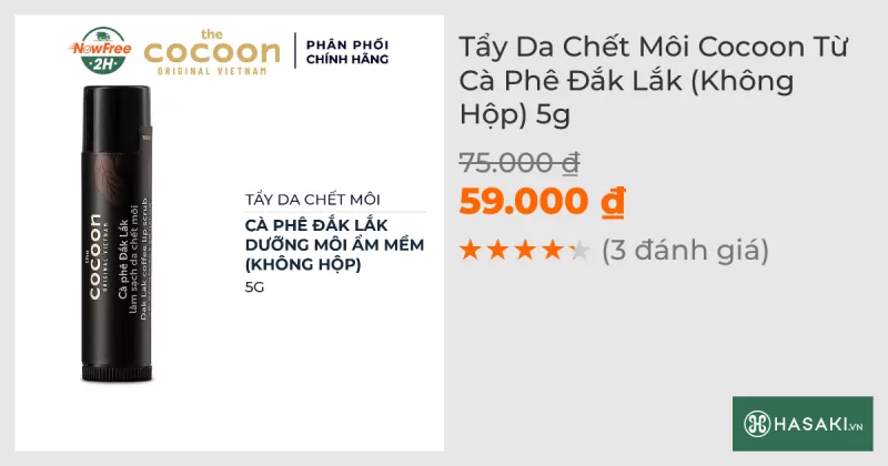 Tẩy Da Chết Môi Cocoon Từ Cà Phê Đắk Lắk (Không Hộp) 5g