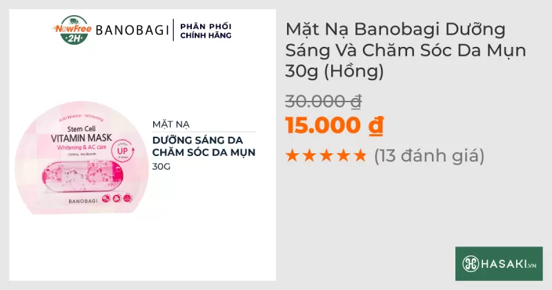 Mặt Nạ Banobagi Dưỡng Sáng Và Chăm Sóc Da Mụn 30g (Hồng)