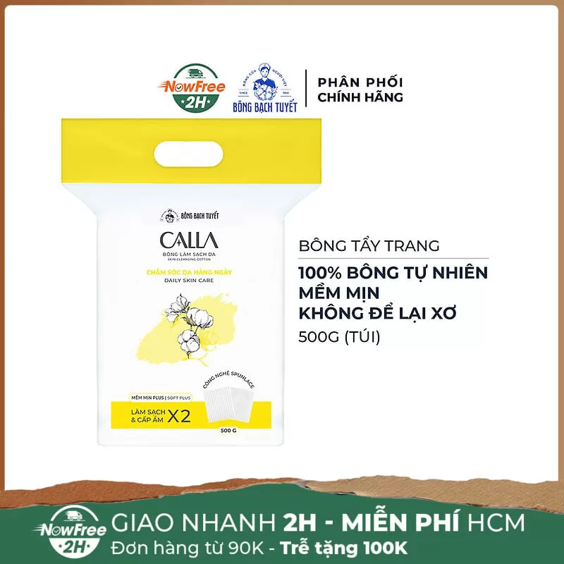 Bông Tẩy Trang Bông Bạch Tuyết Calla Mềm Mịn Túi 500g