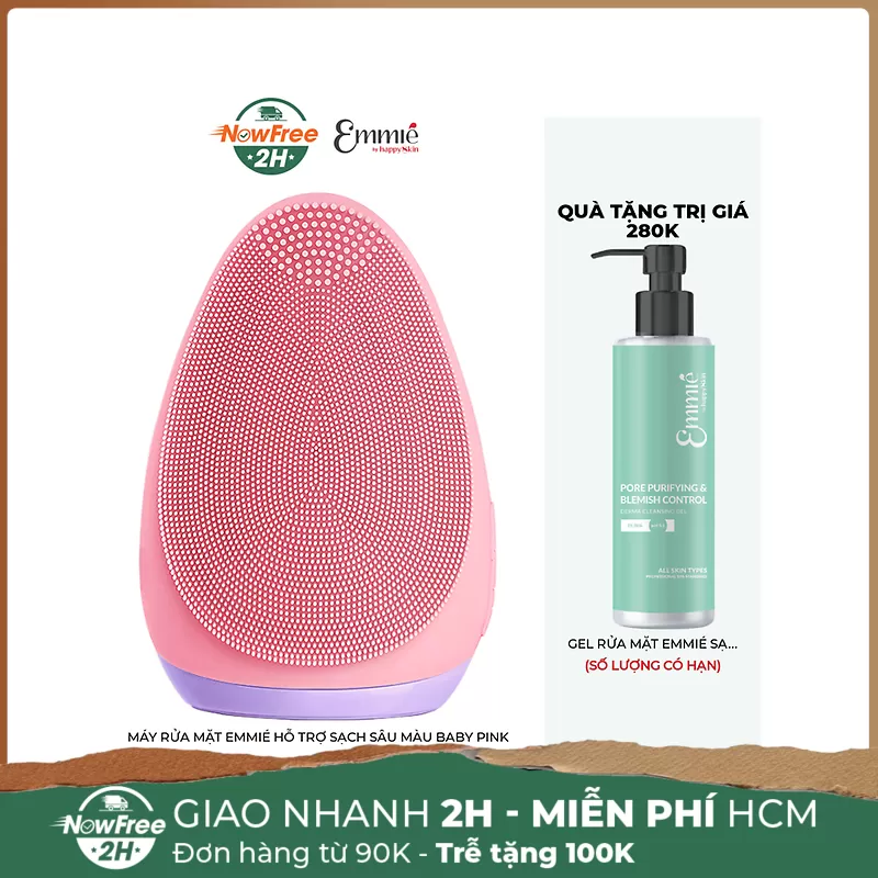 Máy Rửa Mặt Emmié Hỗ Trợ Sạch Sâu Màu Baby Pink