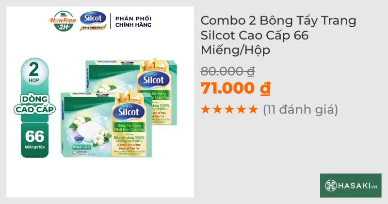 Combo 2 Hộp Bông Tẩy Trang Silcot Cao Cấp 66 Miếng