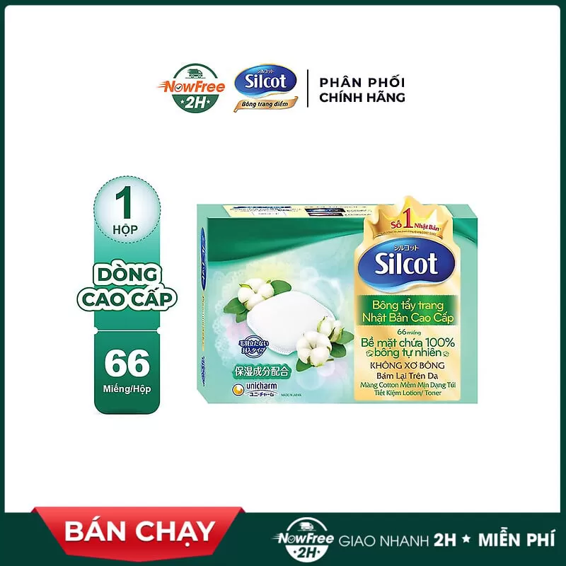 Bông Tẩy Trang Silcot Cao Cấp Hộp 66 Miếng