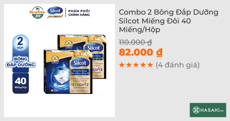 Combo 2 Hộp Bông Đắp Dưỡng Silcot Miếng Đôi 40 Miếng