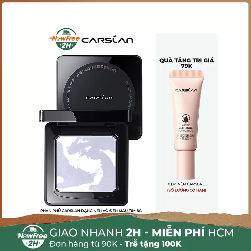 Phấn Phủ Carslan Dạng Nén Vỏ Đen Màu Tím 8g