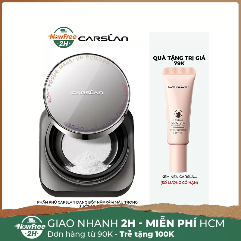 Phấn Phủ Carslan Dạng Bột Nắp Xám Màu Trong Suốt 8g