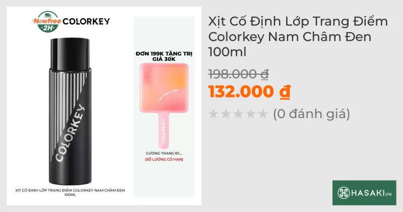 Xịt Khoá Makeup Colorkey Nam Châm Đen Lâu Trôi, Bền Màu 100ml