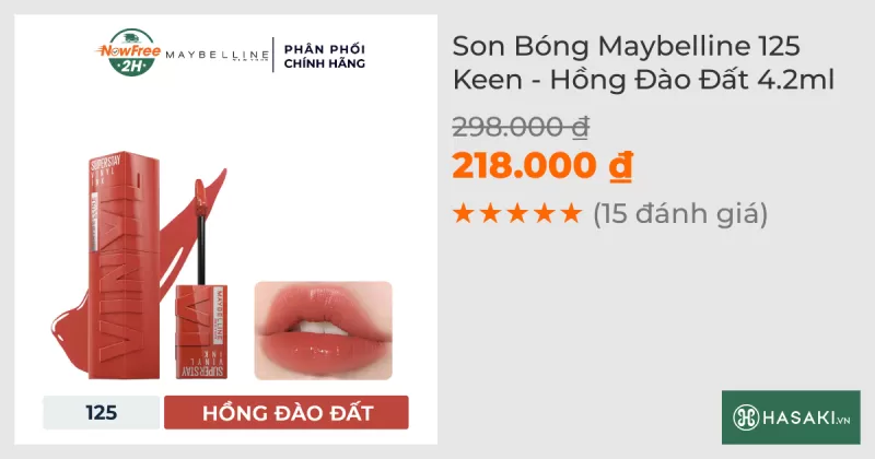 Son Bóng Maybelline 125 Keen - Hồng Đào Đất 4.2ml