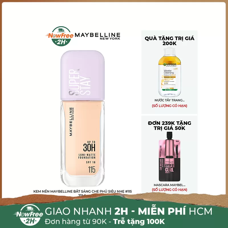 Kem Nền Maybelline Bắt Sáng Che Phủ Siêu Nhẹ #115 35ml