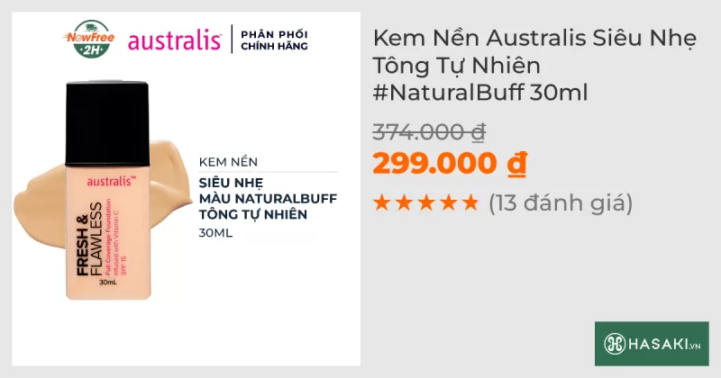 Kem Nền Australis Siêu Nhẹ Tông Tự Nhiên #NaturalBuff 30ml