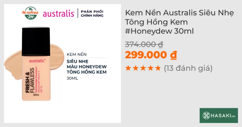 Kem Nền Australis Siêu Nhẹ Tông Hồng Kem #Honeydew 30ml