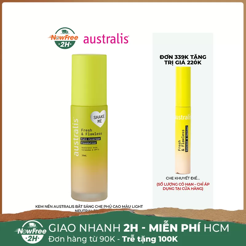 Kem Nền Australis Bắt Sáng Che Phủ Cao Màu Light Neutral 30ml