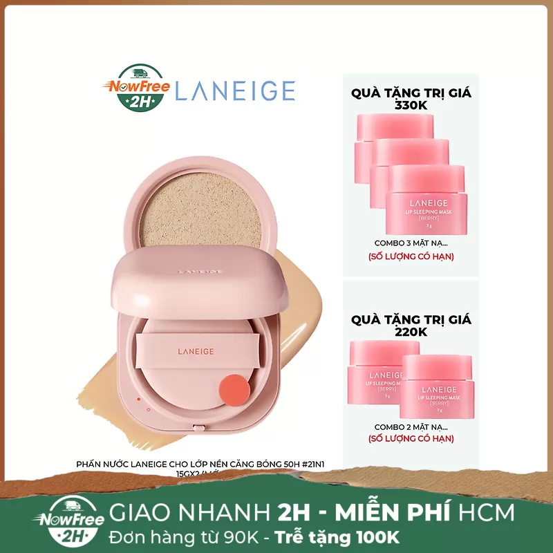 Phấn Nước Laneige Cho Lớp Nền Căng Bóng 50H #21N1 15gx2 (Mới)