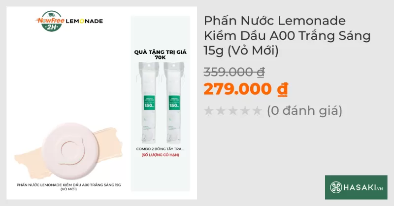 Phấn Nước Lemonade Kiềm Dầu A00 Trắng Sáng 15g (Vỏ Mới)