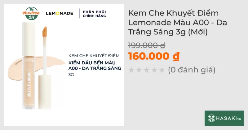 Kem Che Khuyết Điểm Lemonade Màu A00 - Da Trắng Sáng 3g (Mới)