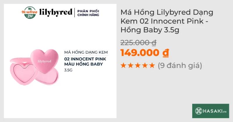 Má Hồng Lilybyred Dạng Kem 02 Innocent Pink - Hồng Baby 3.5g