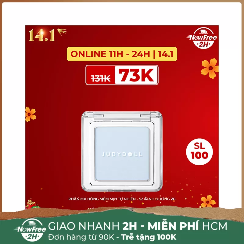 Phấn Má Hồng Judydoll Mềm Mịn Tự Nhiên - 52 Xanh Dương 2g