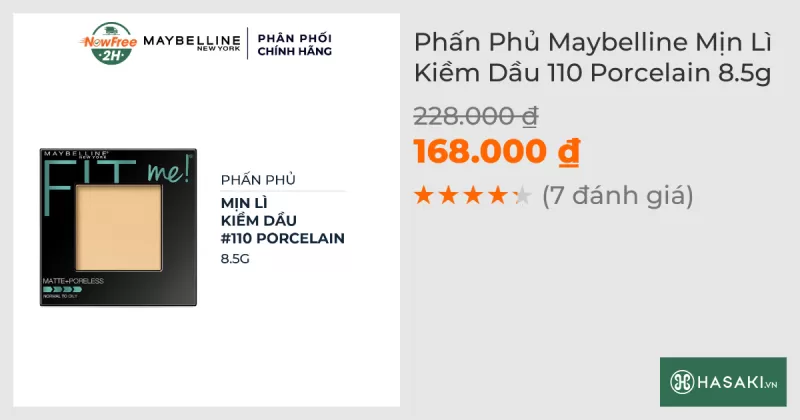 Phấn Phủ Maybelline Mịn Lì Kiềm Dầu 110 Porcelain 8.5g