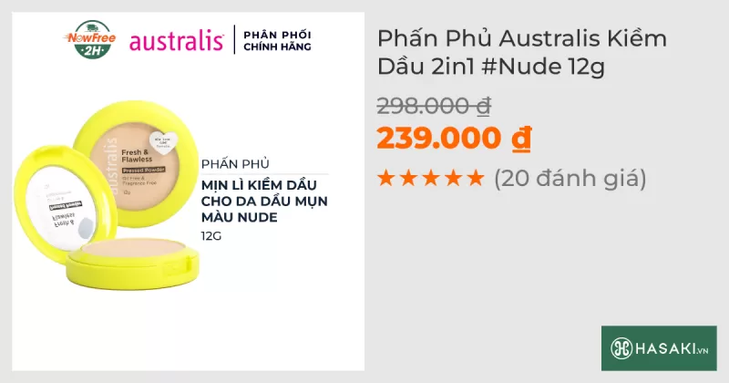 Phấn Phủ Australis Kiềm Dầu 2in1 #Nude 12g