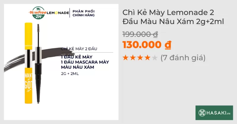 Chì Kẻ Mày Lemonade 2 Đầu Màu Nâu Xám 2g+2ml