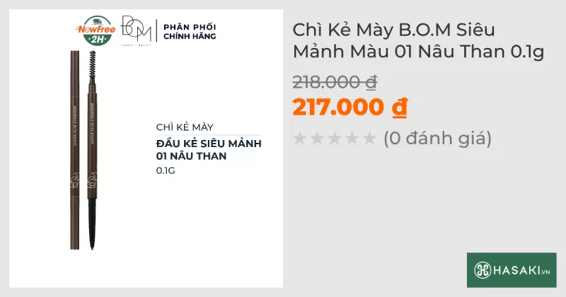 Chì Kẻ Mày B.O.M Siêu Mảnh Màu 01 Nâu Than 0.1g