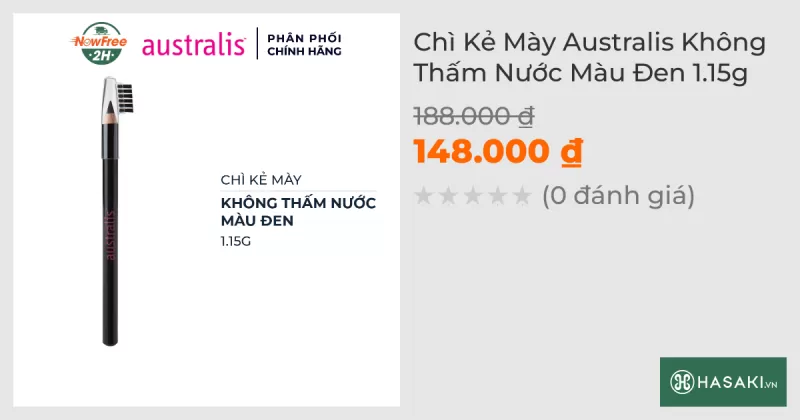 Chì Kẻ Mày Australis Không Thấm Nước Màu Đen 1.15g