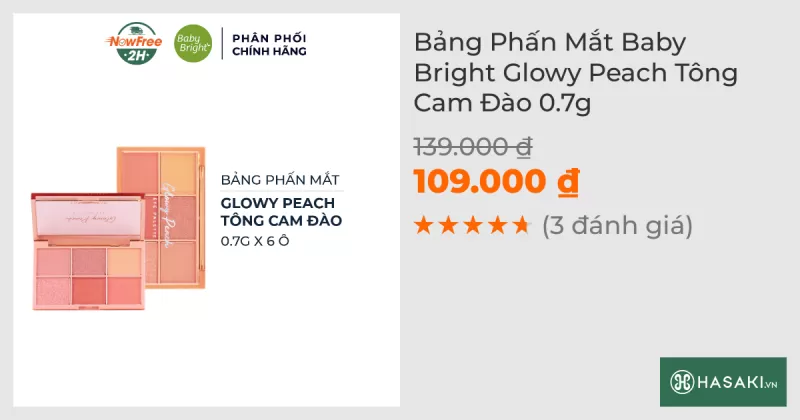 Bảng Phấn Mắt Baby Bright Glowy Peach Tông Cam Đào 0.7g