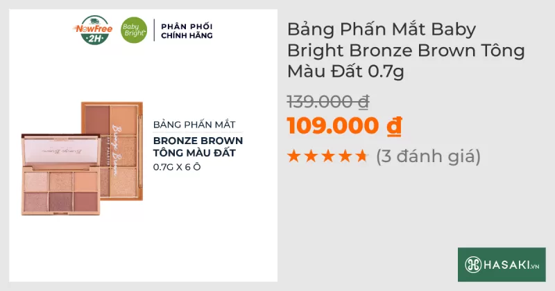 Bảng Phấn Mắt Baby Bright Bronze Brown Tông Màu Đất 0.7g