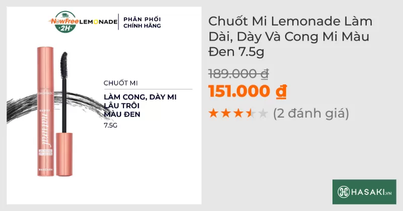 Chuốt Mi Lemonade Làm Dài, Dày Và Cong Mi Màu Đen 7.5g