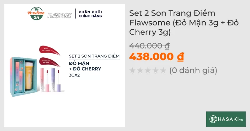 Set 2 Son Trang Điểm Flawsome (Đỏ Mận 3g + Đỏ Cherry 3g)