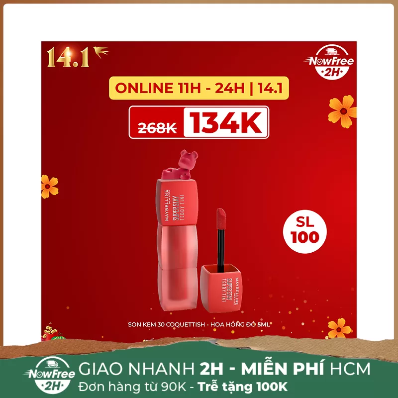 Son Kem Maybelline 30 Coquettish - Hoa Hồng Đỏ 5ml