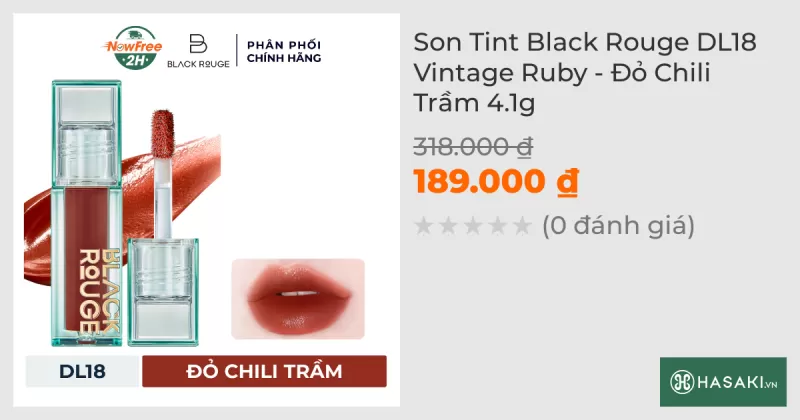 Son Tint Black Rouge DL18 Vintage Ruby - Đỏ Chili Trầm 4.1g