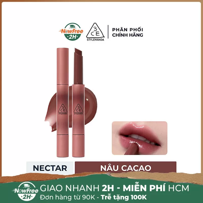 Son Thỏi 3CE Căng Bóng Nectar - Nâu Cacao 1.7g