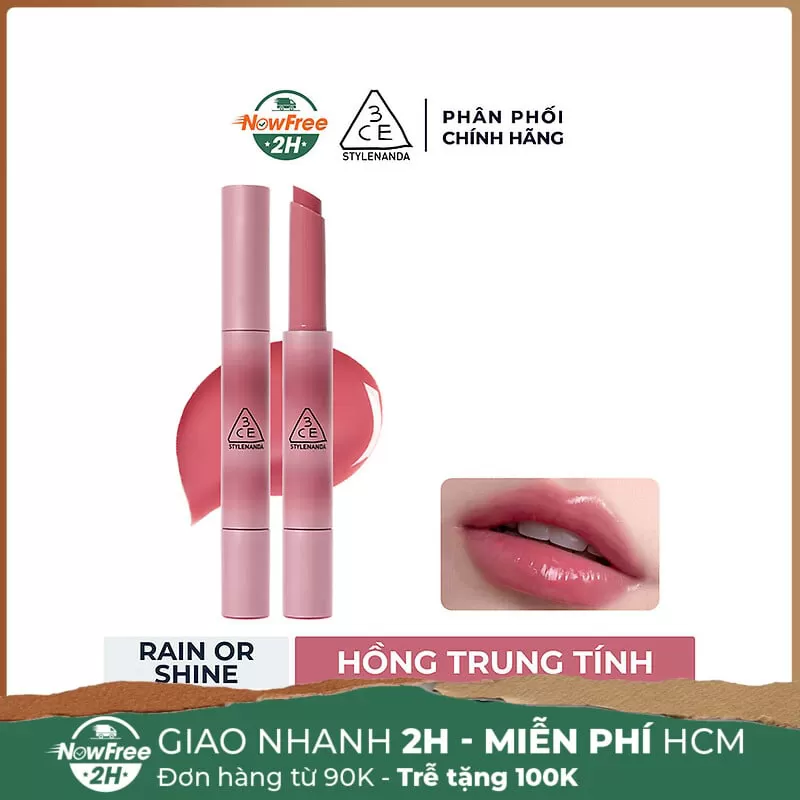 Son Thỏi 3CE Căng Bóng Rain Or Shine - Hồng Trung Tính 1.7g