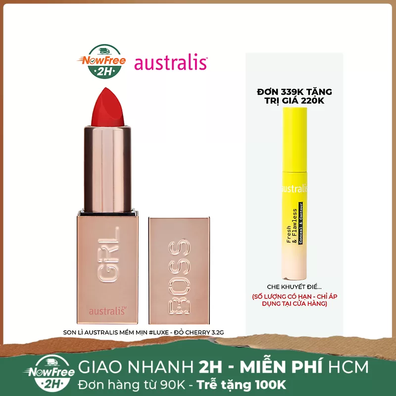 Son Lì Australis Mềm Mịn #Luxe - Đỏ Cherry 3.2g