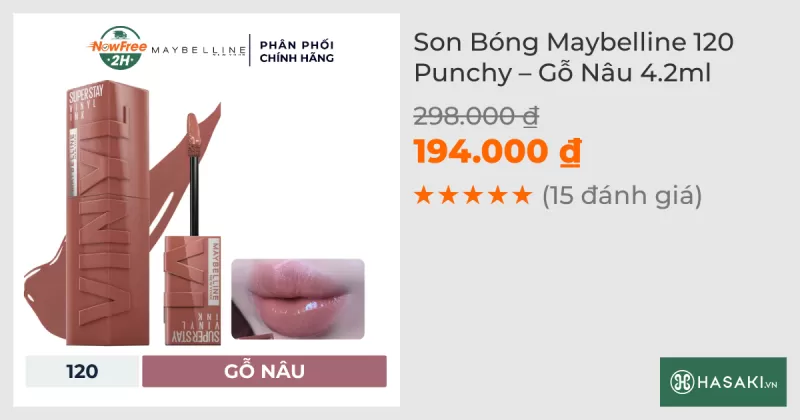 Son Bóng Maybelline 120 Punchy – Gỗ Nâu 4.2ml