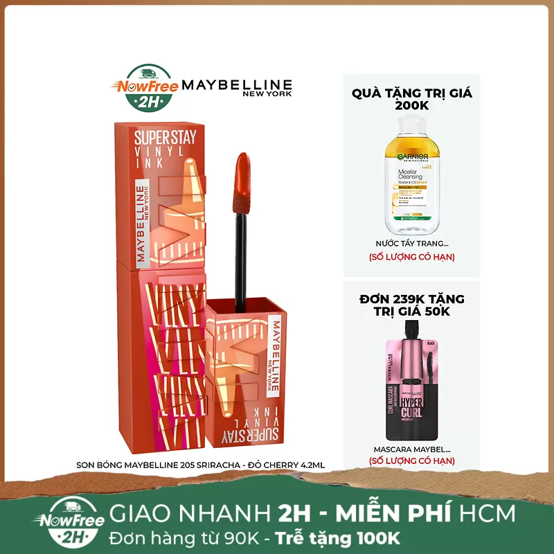 Son Bóng Maybelline 205 Sriracha - Đỏ Cherry 4.2ml