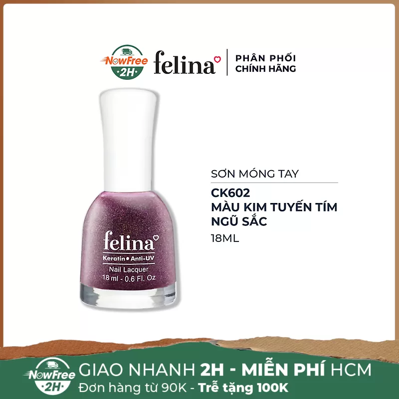 Sơn Móng Tay Felina CK602 Màu Kim Tuyến Tím Ngũ Sắc 18ml