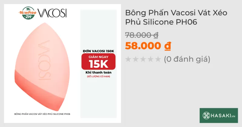 Bông Phấn Vacosi Vát Xéo Phủ Silicone PH06